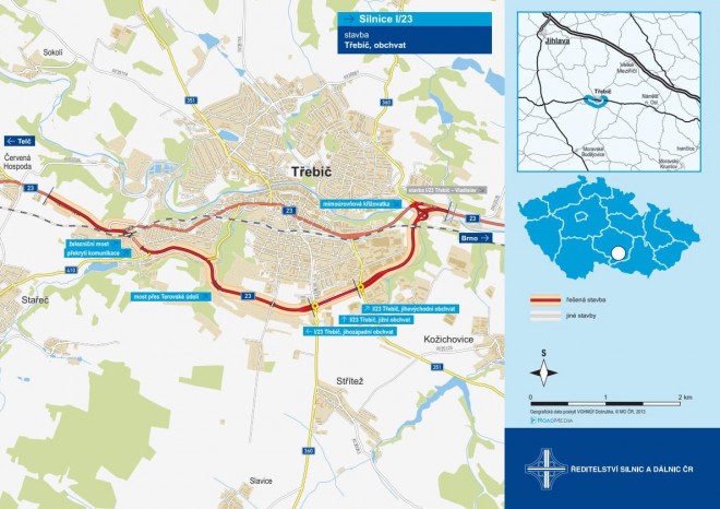 Na obchvat Třebíče bylo vydané územní rozhodnutí, je to stavba za 4,2 mld. Kč
