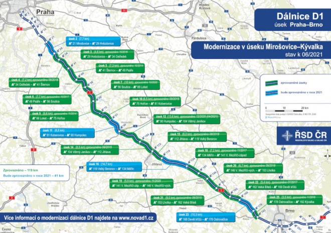 Dálnice D1 by měla být po celkové rekonstrukci plně průjezdná počátkem října