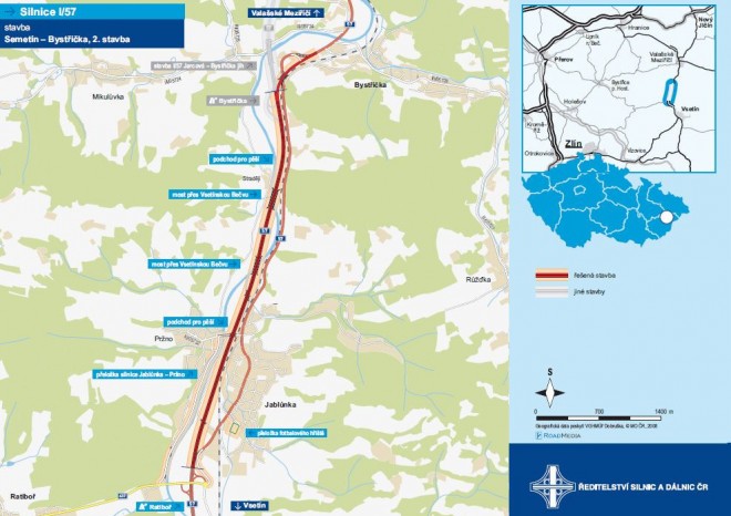 Další úsek silnice I/57 na Vsetínsku postaví sdružení tří firem za 1,7 miliardy