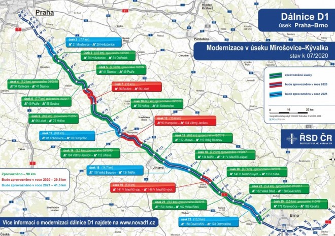 Končí tři ze sedmi omezení na D1, na konci listopadu bude dálnice plně průjezdná