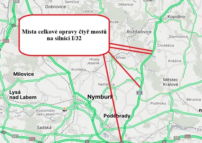 ​ŘSD na silnici I/32 ve Středočeském kraji letos opraví čtyři mosty