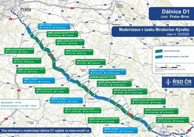 ​Na dálnici D1 se tento víkend odstraňují zbývající dopravní omezení