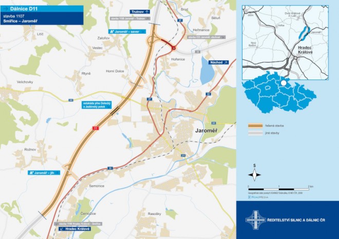 Stavba D11 z Hradce Králové do Jaroměře jde podle plánu, otevře v prosinci