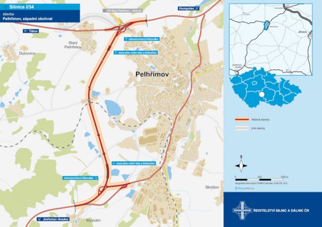 ŘSD připravuje u Pelhřimova stavby dvou obchvatů měřících celkem 6,5 km